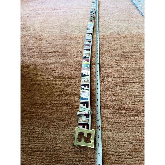 Vintage Fendi Multicolor FF Logo Leather Belt Made in Italy main image 7